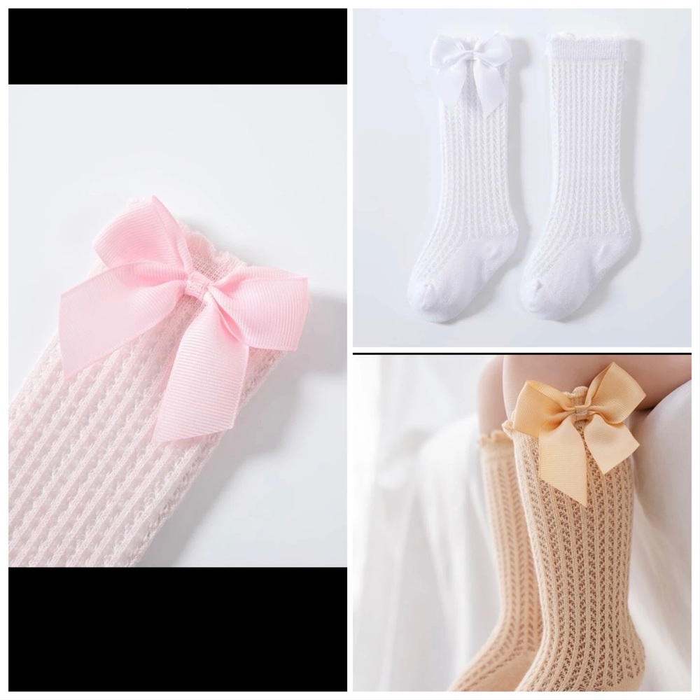 Bow decor over the calf socks